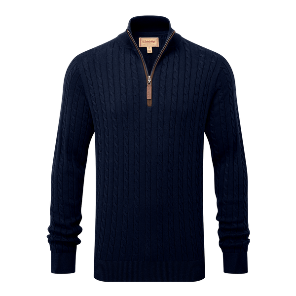 Schoffel Calton Cotton Cashmere Cable 1/4 Zip Jumper