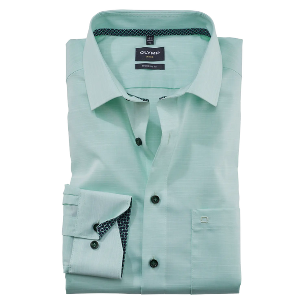 OLYMP Long Sleeve Plain Linen Look Shirt