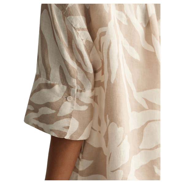 GANT Relaxed Palm Print Short Sleeve Linen Shirt for Women