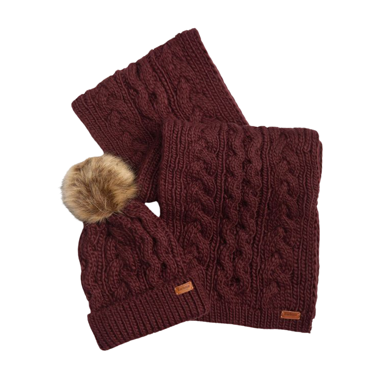 Barbour Penshaw Beanie Hat Scarf Set for Women