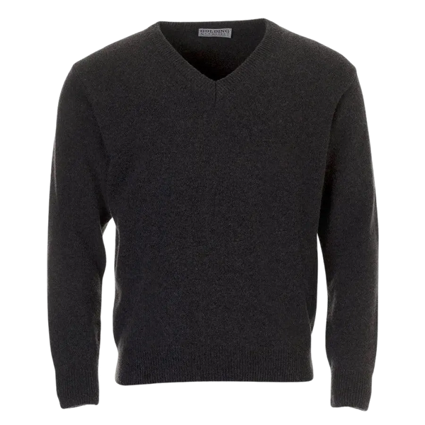 Golding Lambswool V-Neck Sweater in Charcoal Grey