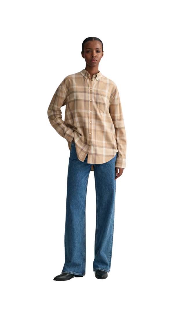 GANT Relaxed Fit Checked Flannel Long Sleeved Shirt