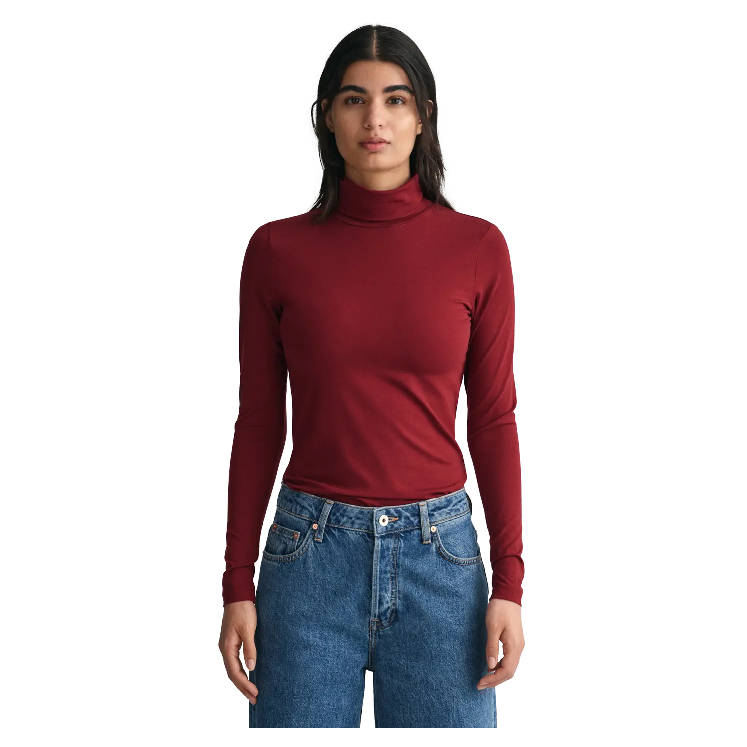 Red turtleneck long sleeve on sale