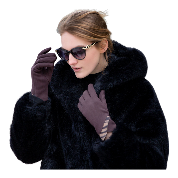 Dents Touchscreen Velour-Lined Gloves with Zebra Print Detail