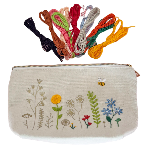 Chasing Threads Stitch Flowers Zip Pouch