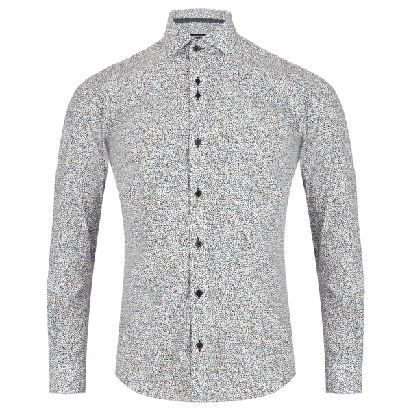 Remus Uomo Neat Leaf Print Long Sleeve Shirt
