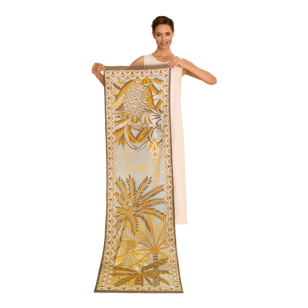 Powder Patterned Palms Cotton Scarf