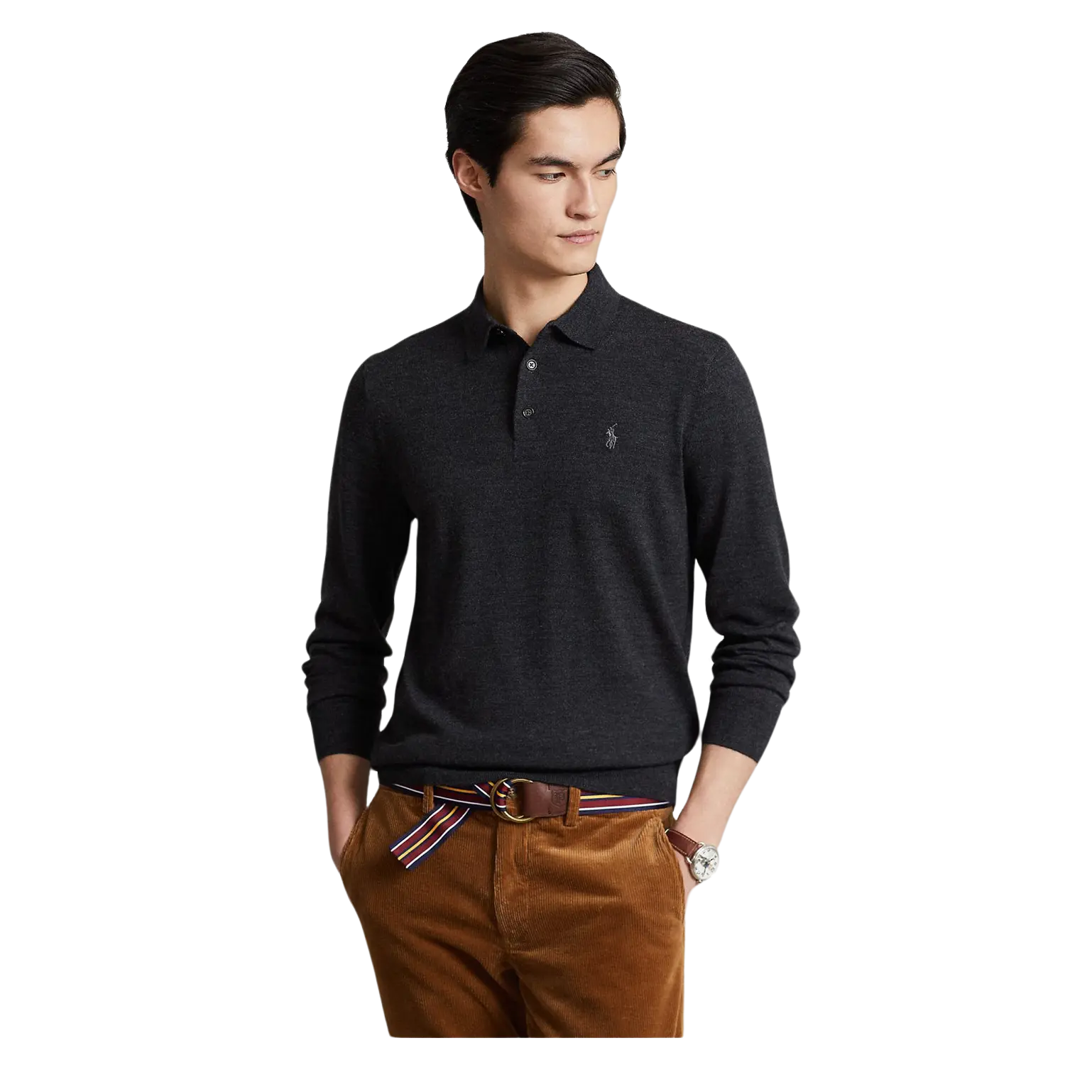 Ralph lauren black long sleeve polo online