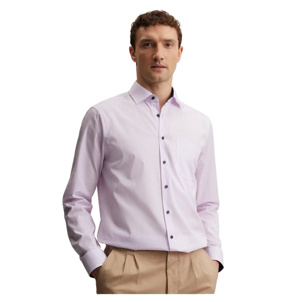 Seidensticker Long Sleeve Regular Fit Stripe Shirt With Trim