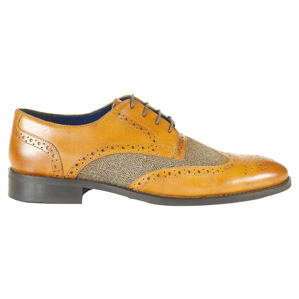 Front Chester Leather/Tweed Brogue Shoes for Men