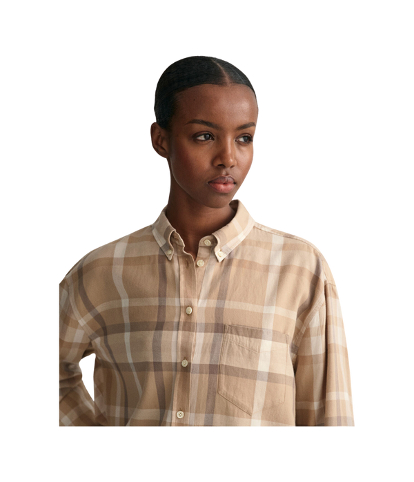 GANT Relaxed Fit Checked Flannel Long Sleeved Shirt