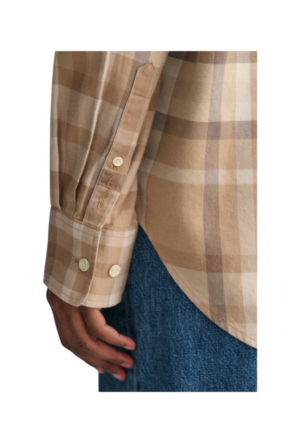 GANT Relaxed Fit Checked Flannel Long Sleeved Shirt for Women