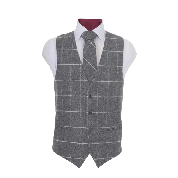 Tweed Waistcoat in White Check