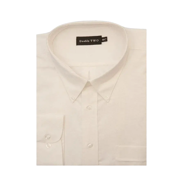 Double Two Standard Sleeve Oxford Shirt in White in Big Sizes
