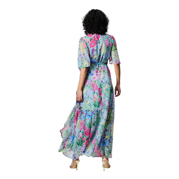 Hope & Ivy Ember Flutter Sleeve Maxi Wrap Dress