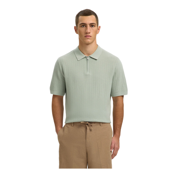Selected Cran Short Sleeve Knit Structure Zip Polo