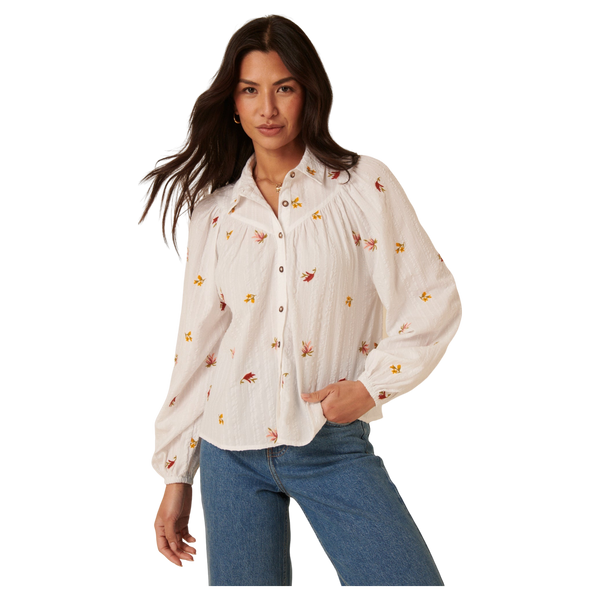 Nobody's Child Aster Embroidered Balloon Sleeve Blouse
