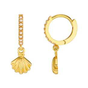 Orelia Jewellery Pearl & Shell Micro Hoop Earrings