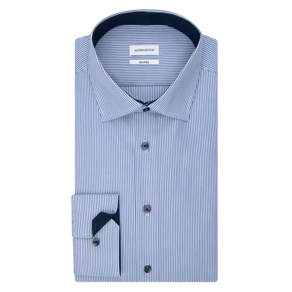 Seidensticker Long Sleeve Regular Fit Stripe Shirt With Trim