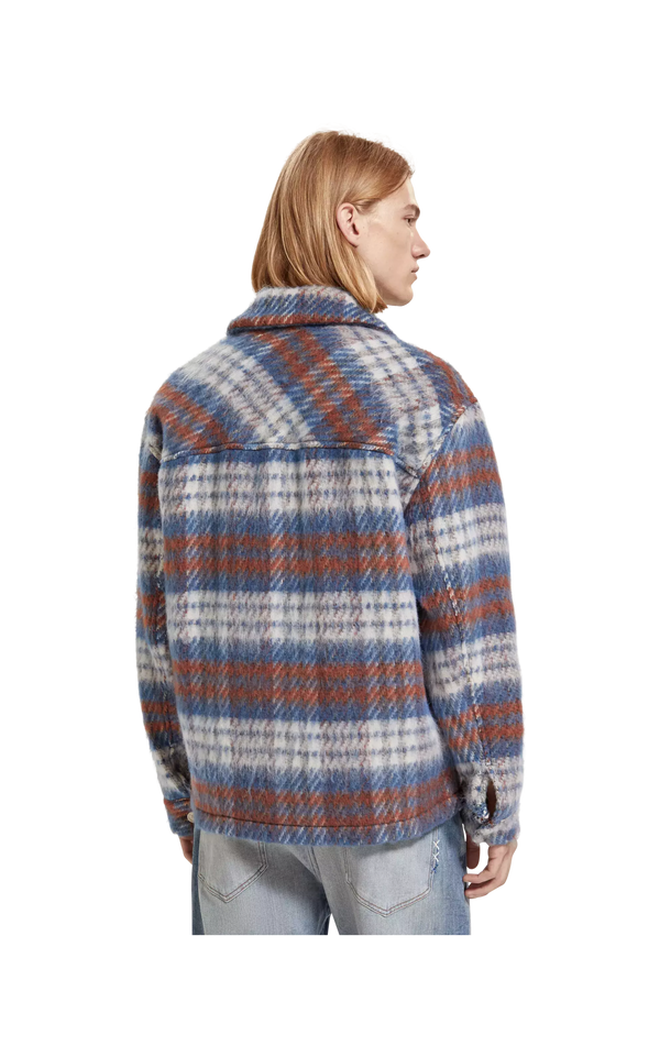 Scotch & Soda Brushed Wool Blend Check Overshirt for Men