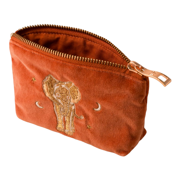 Elizabeth Scarlett Golden Elephants Velvet Coin Purse