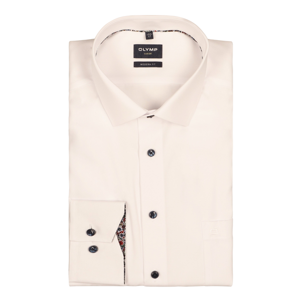 Olymp Plain Long Sleeve Shirt With Trim