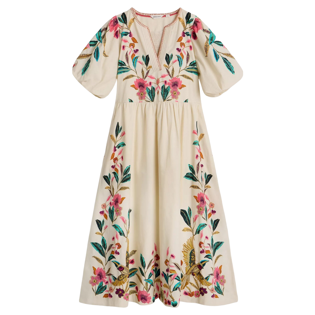 White Stuff Maeve Embroidered Midi Dress