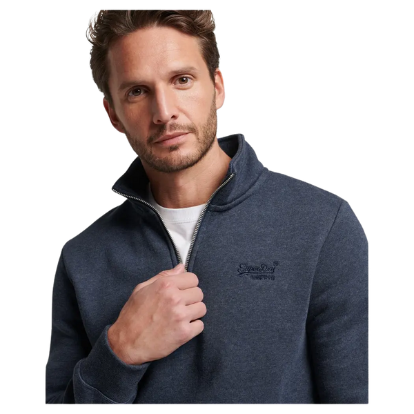 Superdry Vintage Logo Embroidered Henley Zip Sweatshirt for Men