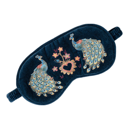 Elizabeth Scarlett Peacock Floral Velvet Eye Mask