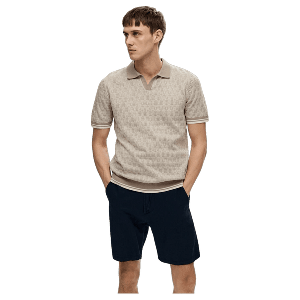 Selected Wifi Short Sleeve Knitted Open Polo Shirt