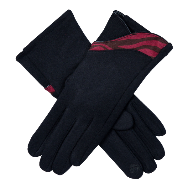 Dents Touchscreen Velour-Lined Gloves with Zebra Print Detail
