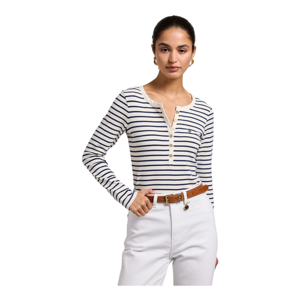 Holland Cooper Striped Grandad Top