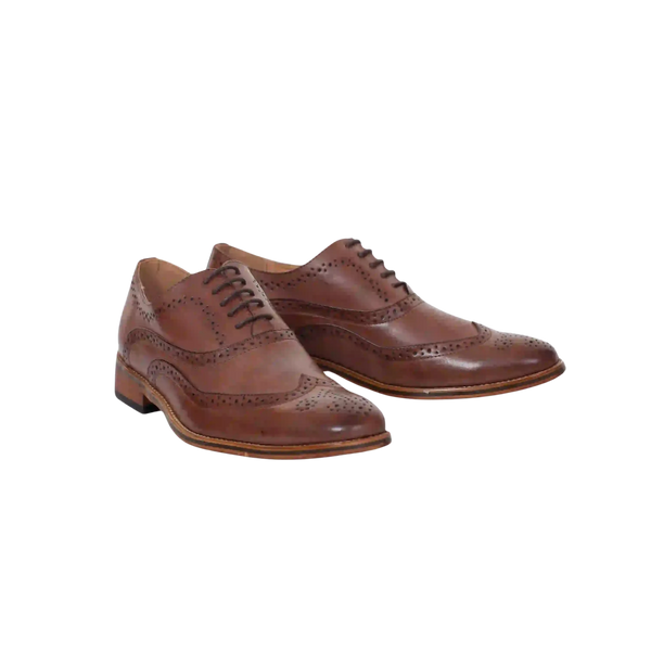 Brown Brogue Shoes in Tan