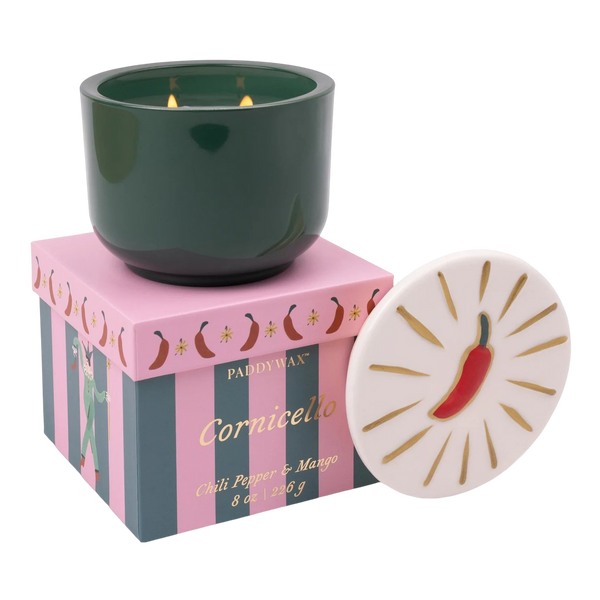 Paddywax Charmed 8oz Green Glass Candle With Chili Lid