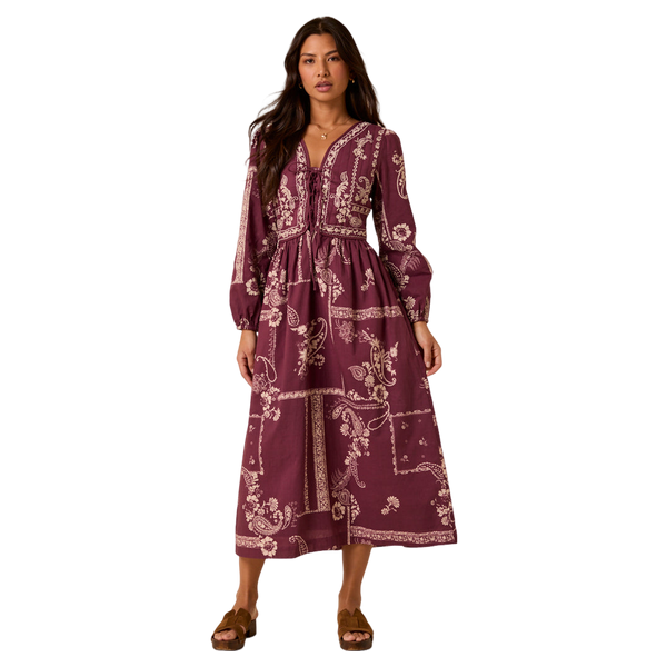 Nobody's Child Monroe Midi Dress Embroidered