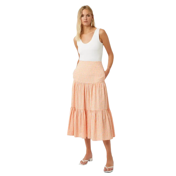 Great Plains Classic Gingham Tiered Midi Skirt for Women