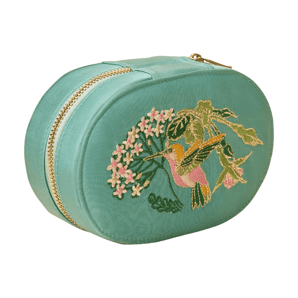 Powder Ovel Hummingbird Jewellery Box