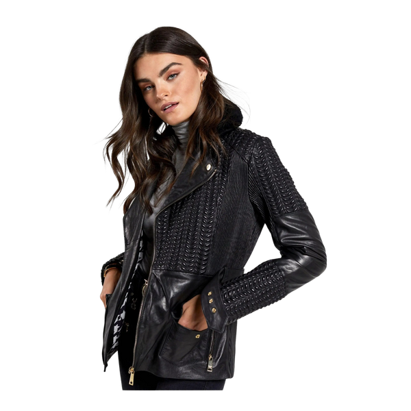 Holland Cooper Chelsea Leather Biker Jacket for Women