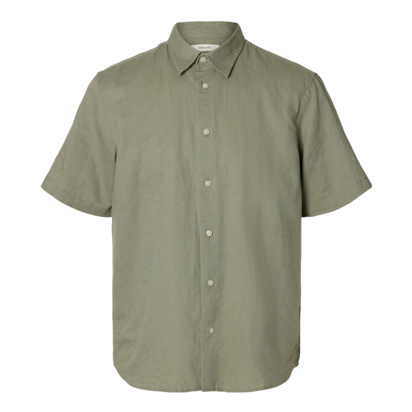 Selected Reg Clay Linen Blend Short Sleeve Shirt