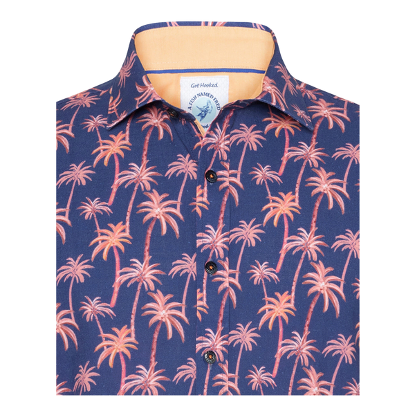 A Fish Named Fred Short Sleeve Palm Trees Shirt