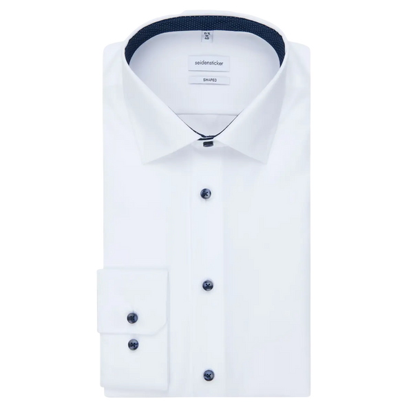Seidensticker Long Sleeve Tailored Fit Shirt With Polka Dot Trim