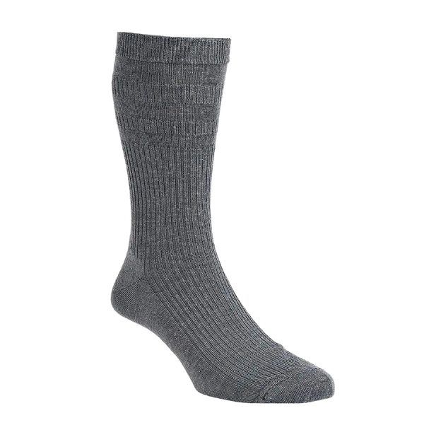 HJ Hall Original Wool Softop Socks in Mid Grey