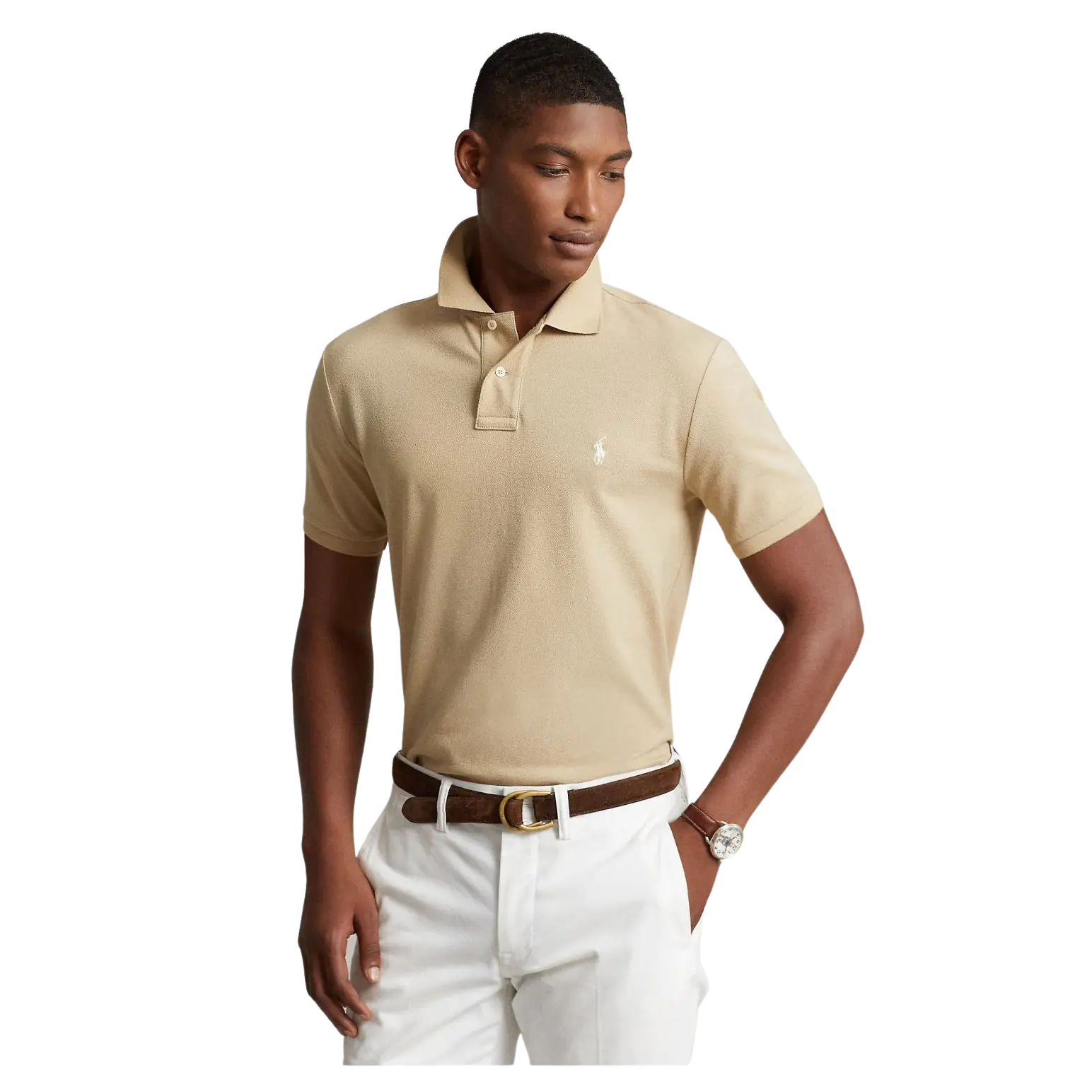 Mens polo short sleeve button up on sale