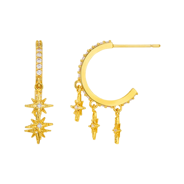 Orelia Jewellery Pave Starburst Shaker Hoop Earrings