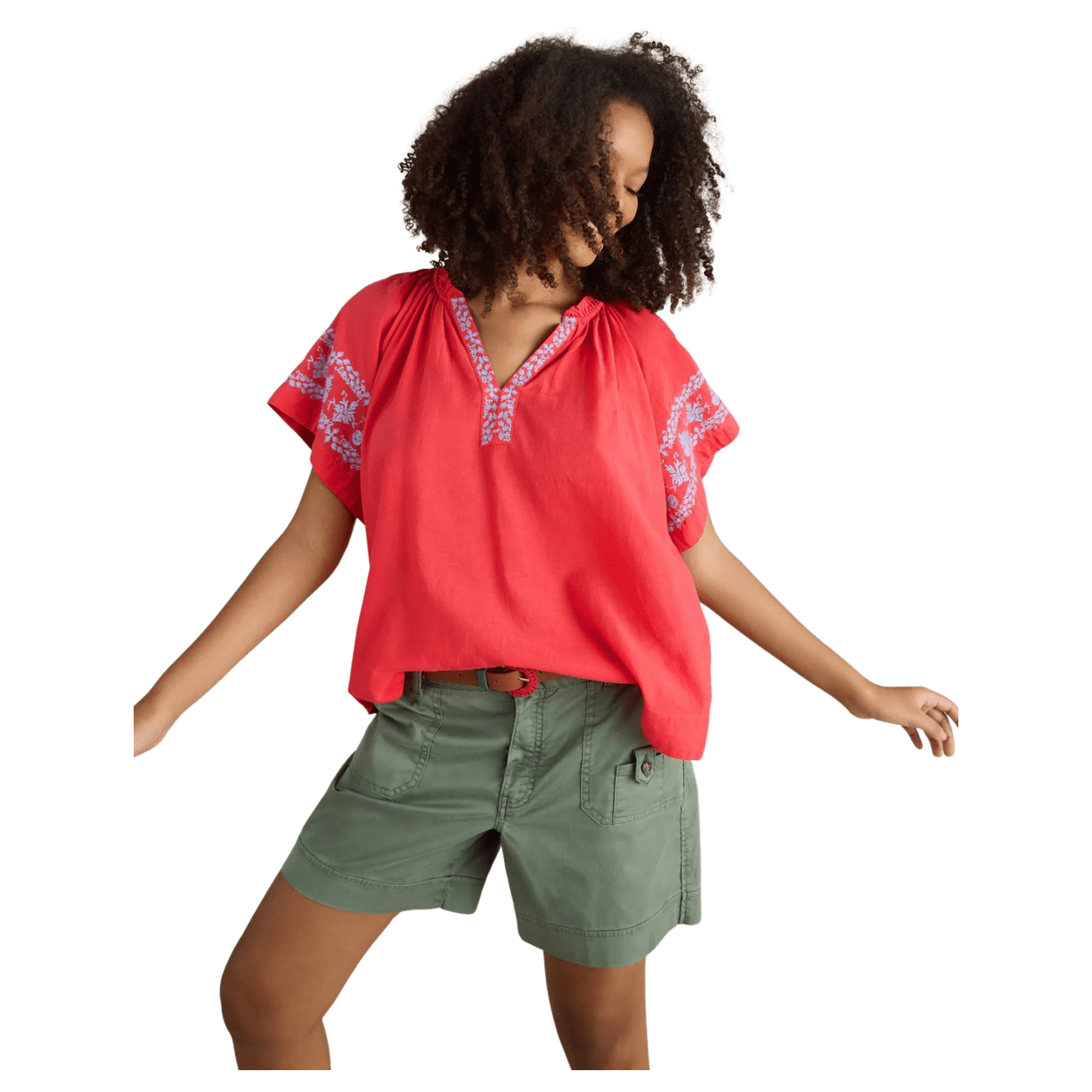 Red shirt green shorts clearance