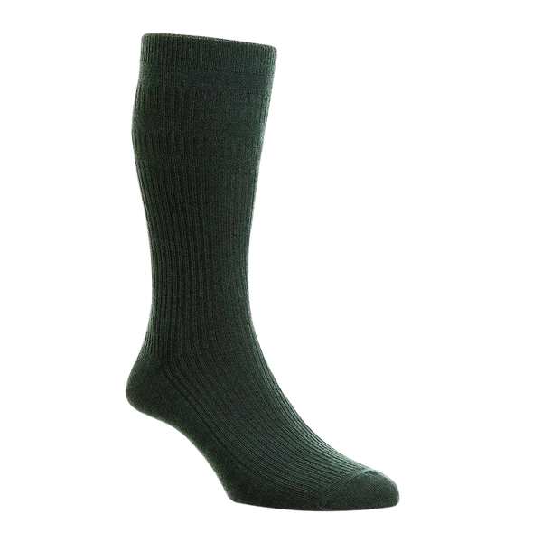 HJ Hall HJ90 Wool Softop Socks for Men in Green
