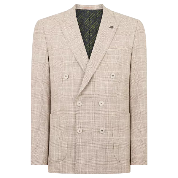 Remus Uomo Marcelo Check Double Breasted Suit Jacket