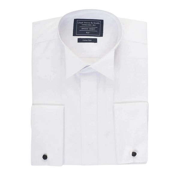 Plain Wing Collar Dress Shirt for Men in White X-Long Length