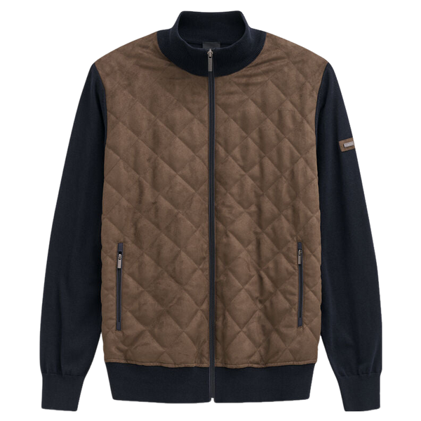 Bugatti Suede Front Zip Cardigan