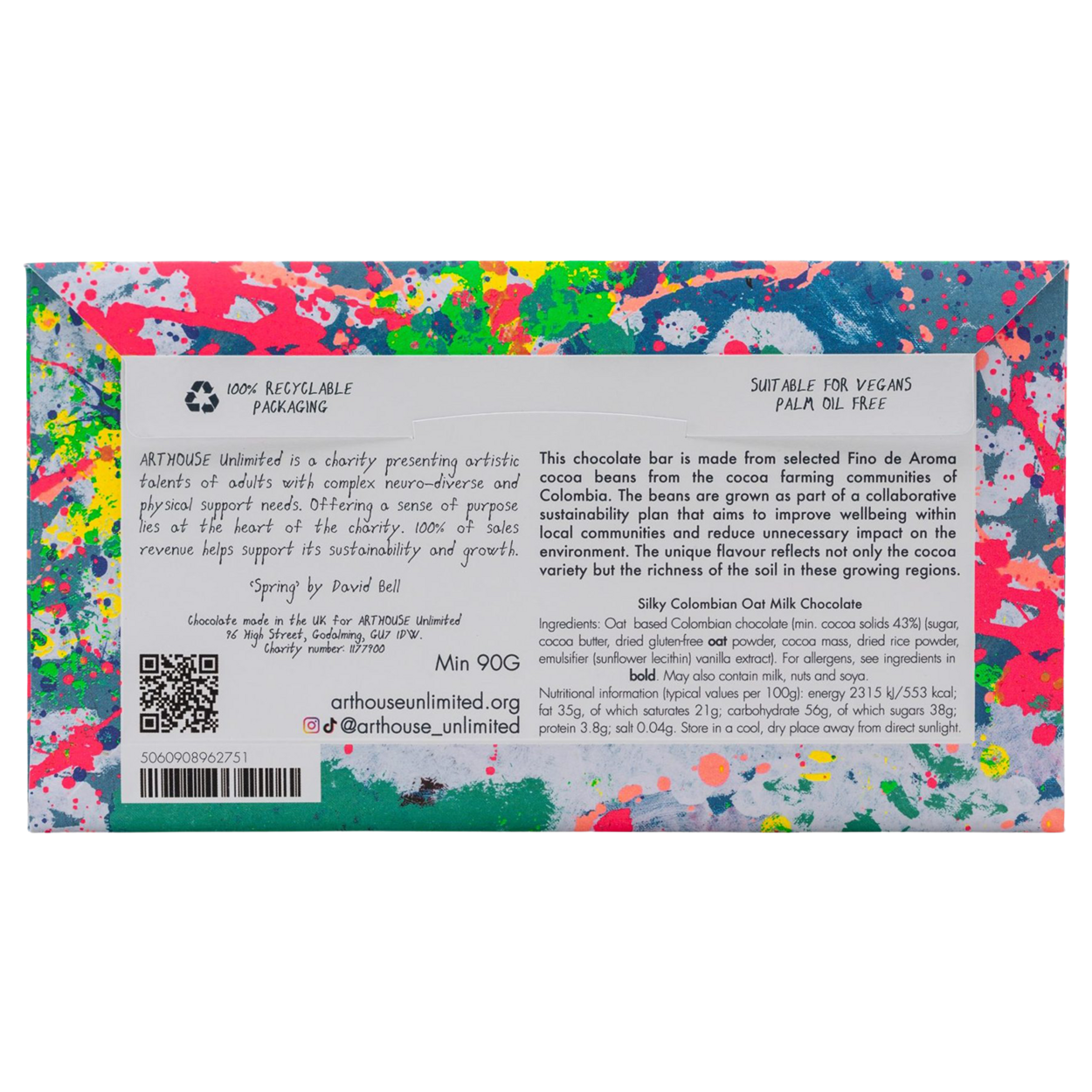 Arthouse Unlimited Spring Oat Milk Chocolate Bar (v) 85g Coes